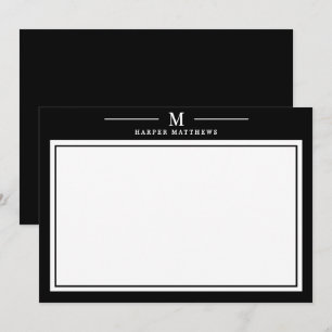 Einfache Schwarz-Weiß-Monogramm-Korrespondenz Mitteilungskarte