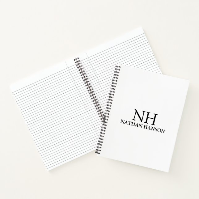Einfache Schwarz-Weiß-Monogramm modern Notizbuch (Innenseite)