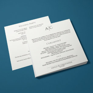Einfache Schwarz-Weiß-Monographie-Hochzeit Programm