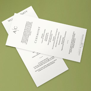 Einfache Schwarz-Weiß-Monographie-Hochzeit Programm