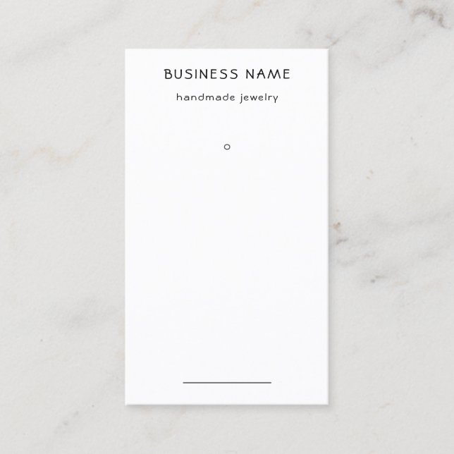 Einfache Schwarz-Weiß-Ohrring-Preismarke Visitenkarte (Vorderseite)