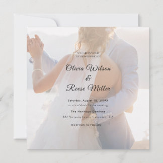 Einfache Schwarz-Weiß-Overlay-Foto-Hochzeit Save The Date