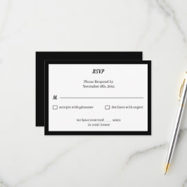 Einfache Schwarz-Weiß-Personalisierte Hochzeit RSVP Karte
