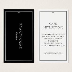 Einfache Schwarz-Weiß-Pflegeanweisungen Hang-Tags