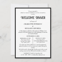 Einfache Schwarz-Weiß-Probe Begrüßungsessen Einladung