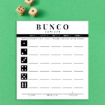 Einfache Schwarz-Weiß-Punktekarte Notepad Notizblock<br><div class="desc">Entferne so viele Punktkarten wie nötig von diesem Notizblock und schlüpfe dein Bunco-Spiel mit diesen, bereit zu gehen und leicht zu benutzen, Abreißen von Punkteblättern und jeder Spieler kann leicht behalten, die Spur seiner Gewinne und Verluste, sowie das Sammeln von buncos und kleinen buncos für bis zu fünf Runden. Kühne...</div>