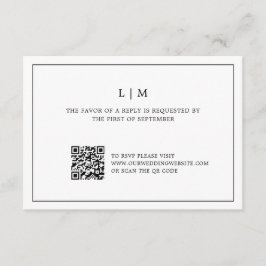Einfache Schwarz-Weiß QR Code Elegante Hochzeit RSVP Karte