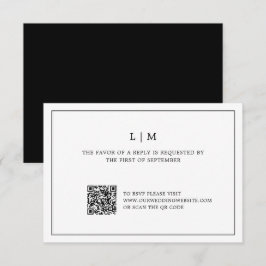 Einfache Schwarz-Weiß QR Code Elegante Hochzeit RSVP Karte
