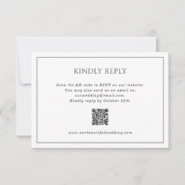Einfache Schwarz-Weiß QR Code Elegante Hochzeit RSVP Karte