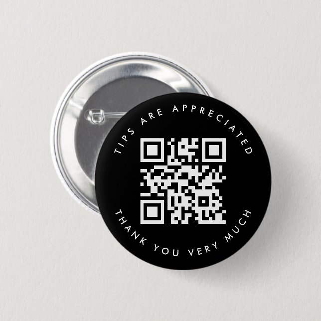 Einfache Schwarz-Weiß-QR-Codetipp Button (Vorne & Hinten)