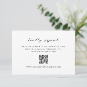 Einfache Schwarz-Weiß-QR-Kodierung für saubere Hoc RSVP Karte