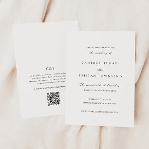 Einfache Schwarz-Weiß-QR-Kodierung für saubere Hoc Save The Date