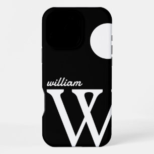 Einfache Schwarz-Weiß-Riesenmonogramm iPhone 16 Pro Max Hülle
