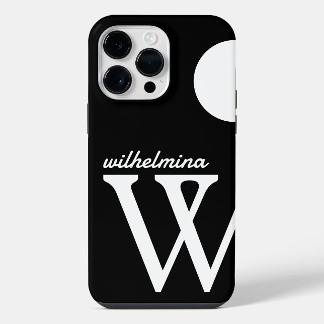 Einfache Schwarz-Weiß-Riesenmonogramm iPhone Hülle (Rückseite)