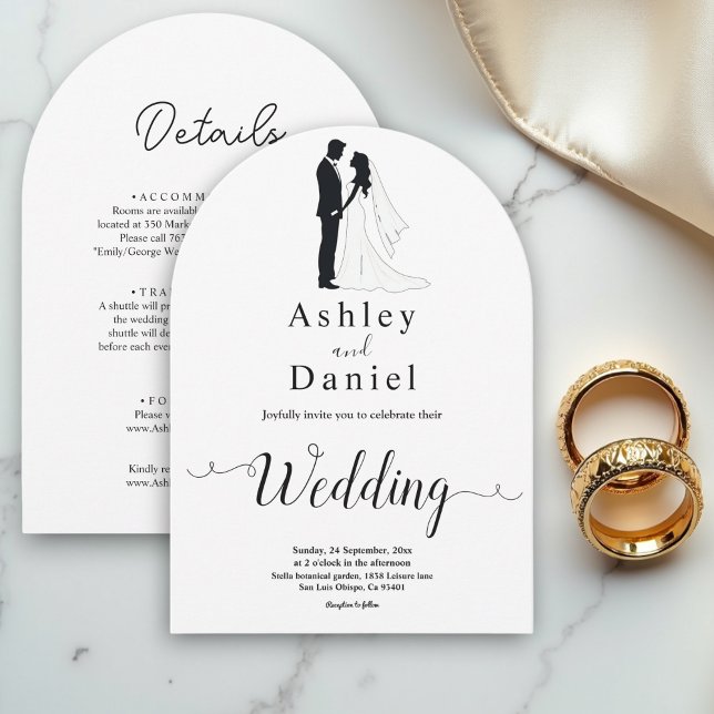 Einfache Schwarz-Weiß-Romantik-Hochzeit Einladung (Von Creator hochgeladen)