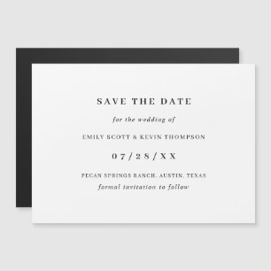 Einfache Schwarz/Weiß Save the Date Minimalistisch Magneteinladung