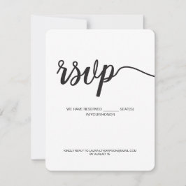 Einfache Schwarz-Weiß-Script-Antwort RSVP Karte