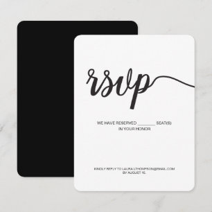 Einfache Schwarz-Weiß-Script-Antwort RSVP Karte