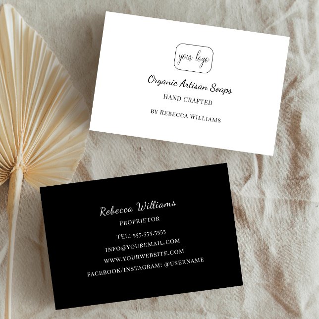 Einfache Schwarz-Weiß-Seife hinzufügen Logo Visitenkarte (Von Creator hochgeladen)