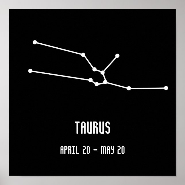 Einfache Schwarz-Weiß-Taurus-Konstellation Poster (Vorne)
