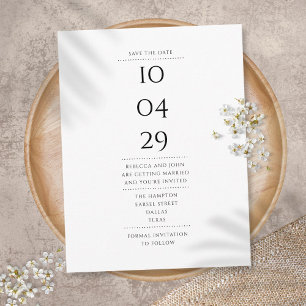 Einfache Schwarz-Weiß-Technik Save the Date Postkarte