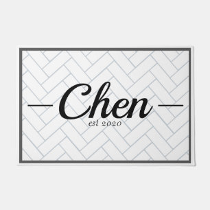 Einfache Schwarz-Weiß-Tile-Festes Jahr Fußmatte