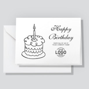 Einfache Schwarz-Weiß-Torte-Geburtstags-Logo fürs Karte
