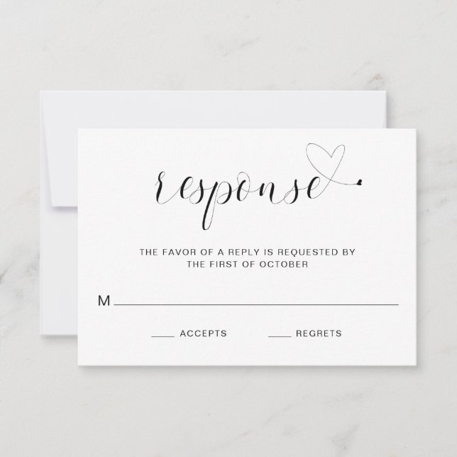 Einfache Schwarz-Weiß-Typografie Elegante Hochzeit RSVP Karte (Vorderseite)