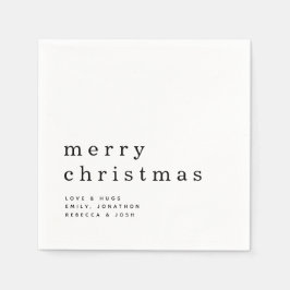 Einfache Schwarz-Weiß-Typografie Frohe Weihnachten Serviette