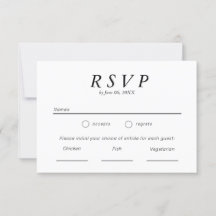 Einfache Schwarz-Weiß-Typografie-Hochzeit RSVP