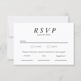Einfache Schwarz-Weiß-Typografie-Hochzeit RSVP Karte