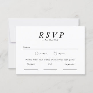 Einfache Schwarz-Weiß-Typografie-Hochzeit RSVP Karte