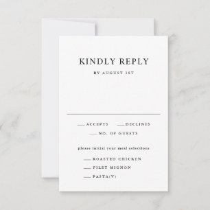Einfache Schwarz-Weiß-Typografie-Hochzeit RSVP Karte
