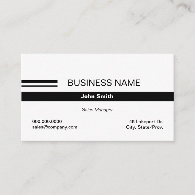 Einfache Schwarz-Weiß-Visitenkarten Visitenkarte (Vorderseite)