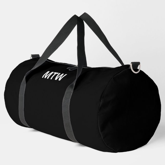 Einfache Schwarz-Weiß-Vorlage für Monogramm Duffle Bag (Linke Ecke)