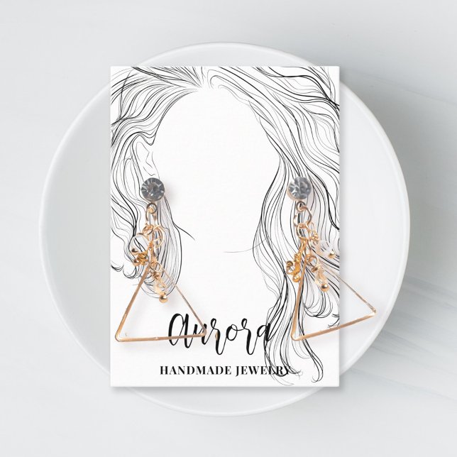 Einfache Schwarz-Weiß-Weiß-Haare Zeichnend Schmuck Visitenkarte (Von Creator hochgeladen)