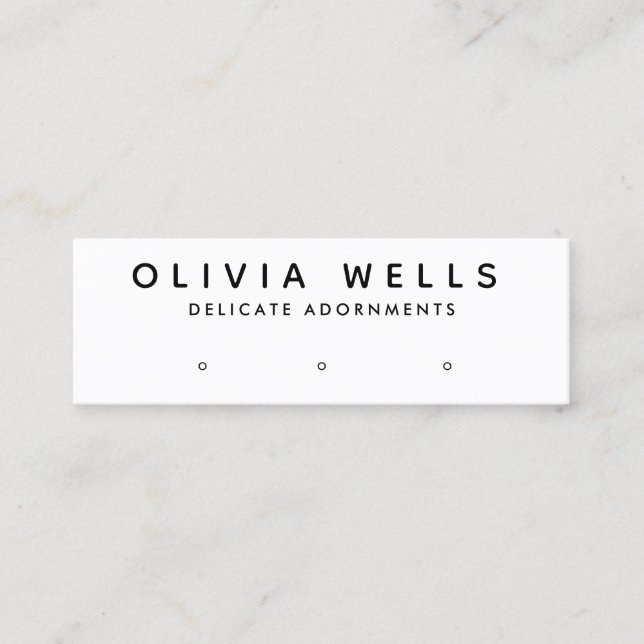 Einfache Schwarz-weiße 3-Loch-Ohranzeige Mini Visitenkarte (Vorderseite)