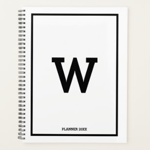 Einfache Schwarz-weiße Anfangsmonogramm monatlich Planer