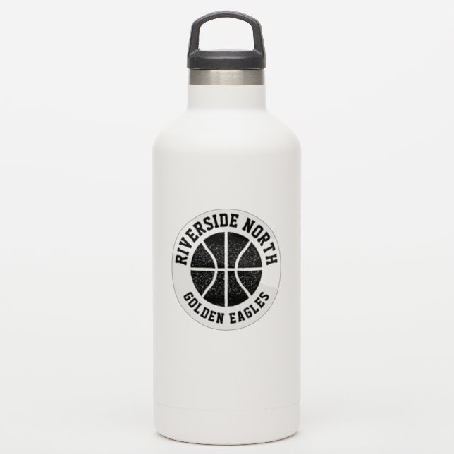 Einfache schwarz-weiße Basketballmannschaft Aufkleber (Wassserflasche)