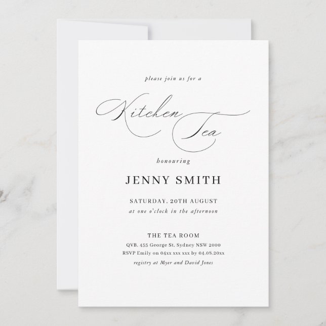 Einfache, schwarz-weiße Brause - Einladung (Vorderseite)