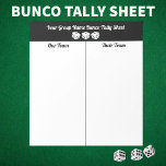 Einfache Schwarz-weiße Bunco Dice Tal Notizblock<br><div class="desc">Einfache Schwarz-weiße Bunco Dice Table Tally Praktisches Notizblock für Ihre Bunco Gruppe. Reißen Sie einfach ein Blatt für jeden Tisch ab. Modernes Aussehen mit drei glücklichen weißen Würfeln alle bereit zum Rollen!</div>