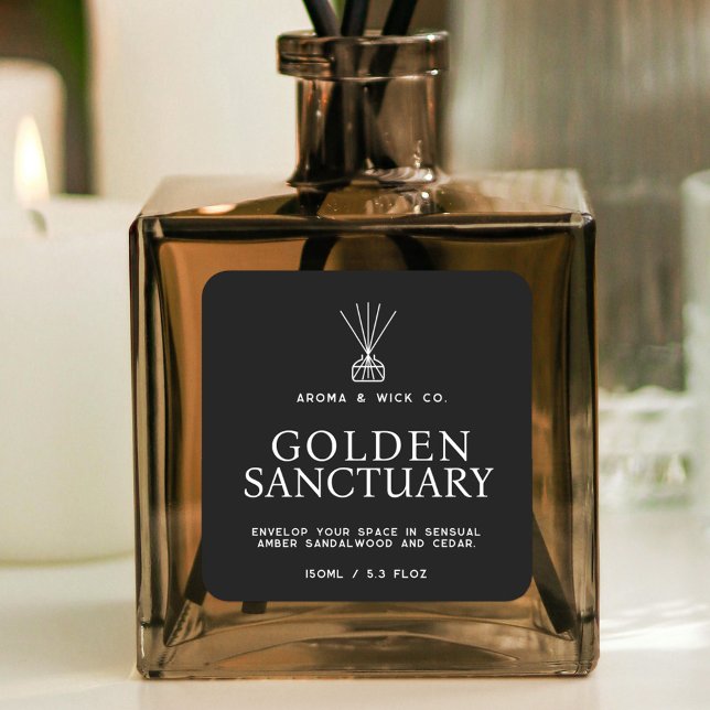 Einfache Schwarz-weiße Diffusorbezeichnung Quadratischer Aufkleber (Von Creator hochgeladen)