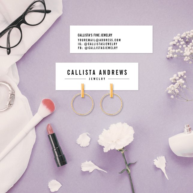 Einfache Schwarz-weiße Earring-Display-Karte (Von Creator hochgeladen)