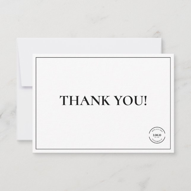 Einfache Schwarz-weiße Firmenlogos - ganz nach Ihr Dankeskarte (Vorderseite)