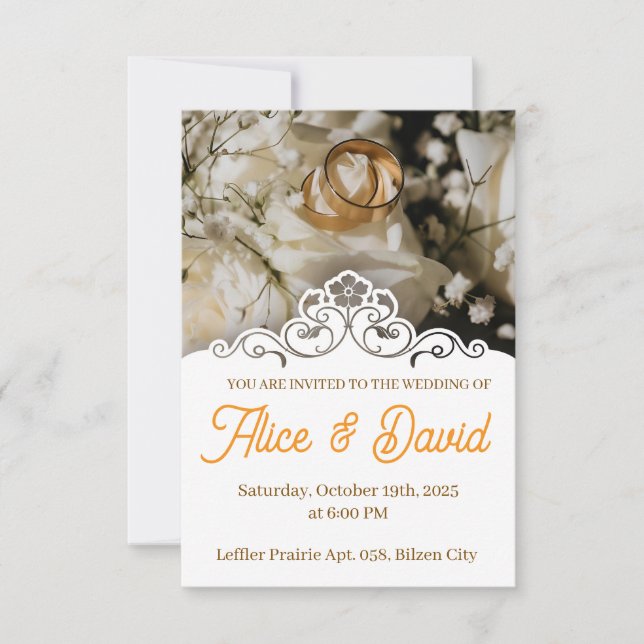 Einfache Schwarz-weiße Foto Hochzeitsfeiern Einladung (Vorderseite)