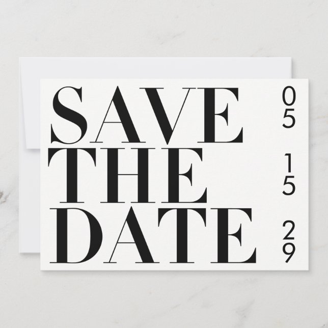 Einfache Schwarz-weiße Foto Typografie Save the Da Date (Vorderseite)