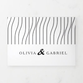 Einfache Schwarz-weiße Hochzeit Dreifach Gefaltete Einladung