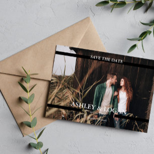 Einfache schwarz-weiße Hochzeit - Save-the-Date-Ka Save The Date