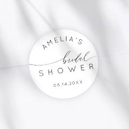 Einfache Schwarz-Weiße Hochzeitsdusche Runder Aufkleber