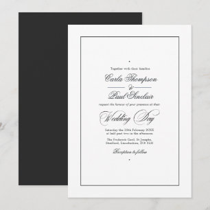 Einfache schwarz-weiße Hochzeitseinladung Einladung
